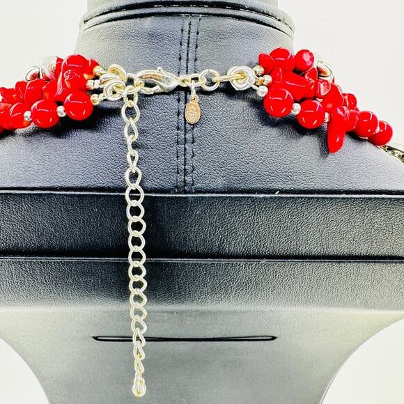 Premier Designs Triple Strands Coral Beaded Necklace over Silver Plated 17-20" - Picture 4 of 9